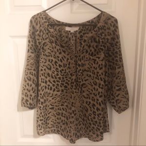 LOFT Animal Print Blouse Size Medium